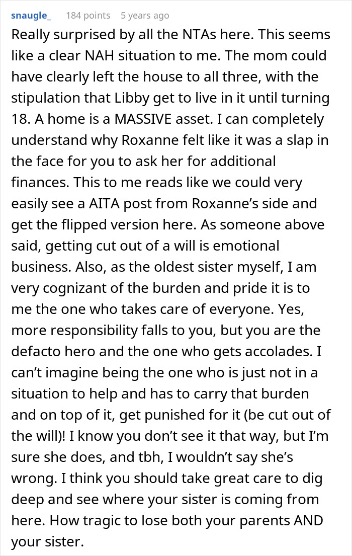 Screenshot of a Reddit comment discussing sibling neglect and emotional struggles after years of family conflict and reconnection attempts.