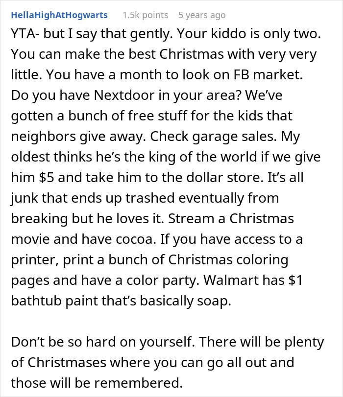 ALT text: Father wants to cancel Christmas due to affordability, discussing ways to create a memorable Christmas on a budget.