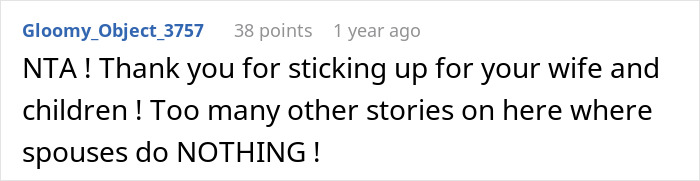 Reddit comment praising husband for standing up for his wife and kids after sister&rsquo;s major tantrum at Thanksgiving.