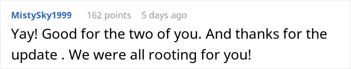Screenshot of an online comment discussing a family holiday exclusion and reaction involving a sick daughter-in-law. Screenshot of an online comment discussing a family holiday exclusion and reaction involving a sick daughter-in-law.