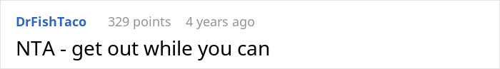 Screenshot of an online comment saying NTA get out while you can, related to mom hating celebrating kids birthdays during holidays. Screenshot of an online comment saying NTA get out while you can, related to mom hating celebrating kids birthdays during holidays.