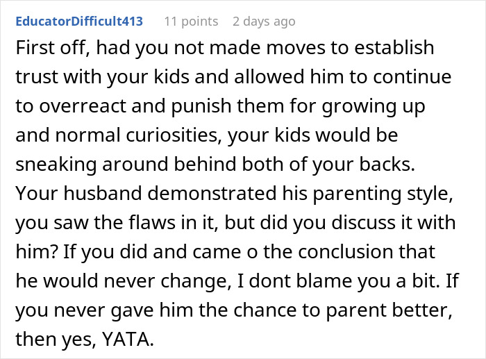 Screenshot of a forum comment discussing a man’s reaction to his teen daughter’s relationship and parenting challenges. Screenshot of a forum comment discussing a man’s reaction to his teen daughter’s relationship and parenting challenges.
