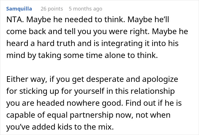 Screenshot of a forum comment discussing a man treating wife like his servant and relationship challenges.