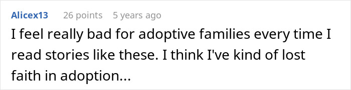 Comment expressing sympathy for adoptive families and doubts about adoption after reading related stories.