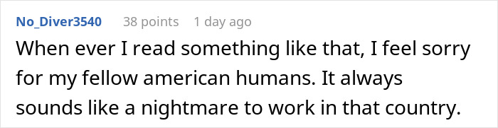 Screenshot of a Reddit comment expressing sympathy about workplace conditions related to a manager letting an employee take time off.