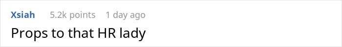 Text comment saying &ldquo;Props to that HR lady&rdquo; with username and points visible, related to manager lets employee take time off story.