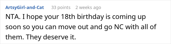 Comment on a forum post discussing a teen giving father a reality check on his 50th birthday.