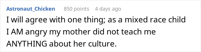 Screenshot of an online comment about culture, related to Indian grandmother demanding DNA test over baby&rsquo;s pale skin.