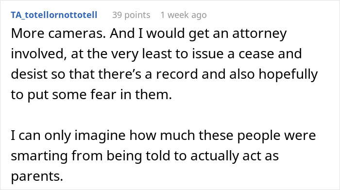 Comment discussing getting an attorney involved after kids use neighbor&rsquo;s yard without asking and related legal concerns.