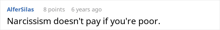 Screenshot of an online comment discussing narcissism in response to dealing with a toxic ex and threats.