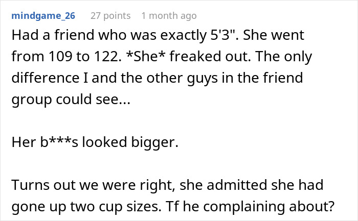 Screenshot of a social media comment about a man requiring his girlfriend to return to her previous weight of 110 pounds. Screenshot of a social media comment about a man requiring his girlfriend to return to her previous weight of 110 pounds.