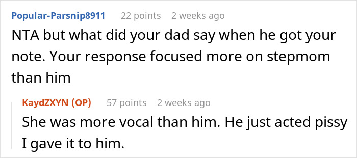 Reddit comments featuring a teen giving his father a reality check on his 50th birthday.