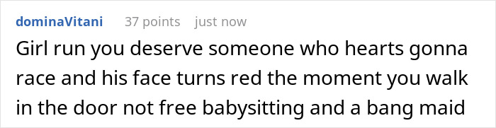 Screenshot of a social media comment discussing fiance babysitting daughter and emotional reactions during a conversation.