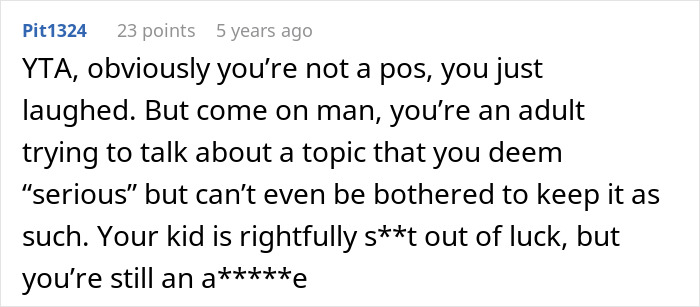 Screenshot of a Reddit comment discussing a teen breaking a new chair and asking dad to replace it fairly.