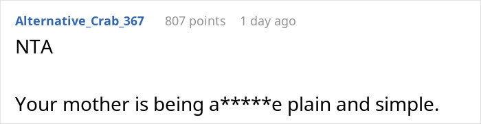 Screenshot of an online comment calling out a mom for retiring from parenting after telling kids to buy their own food