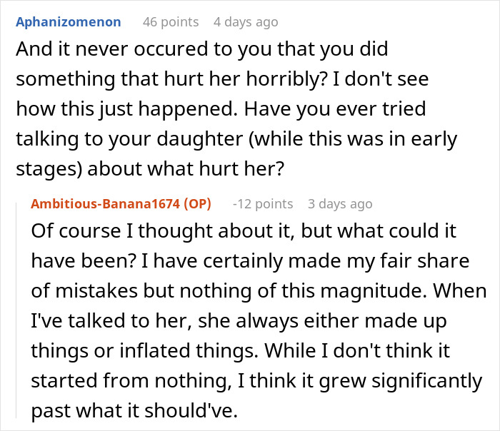 Comments discussing a man dealing with his teen daughter&rsquo;s rude attitude and considering ending family ties.