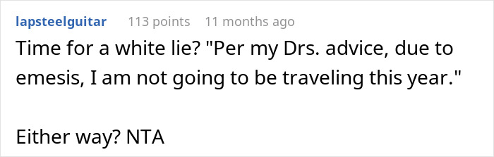 Screenshot of an online discussion about hazardous cooking by MIL prompting a pregnant woman to consider skipping Thanksgiving.