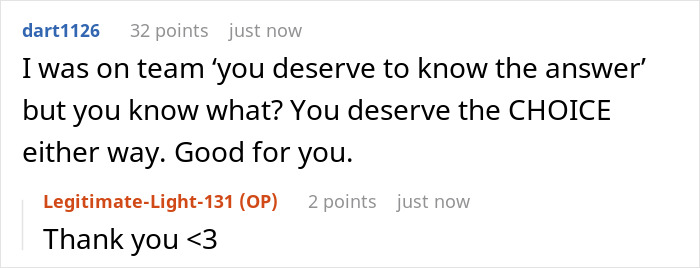 Screenshot of an online conversation emphasizing choice and support in best friend no contact returns situations.