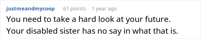 Text message from caretaker expressing frustration over sister&rsquo;s constant guilt trips after years of sacrificing career.
