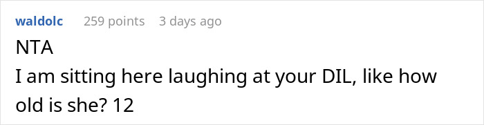 Screenshot of an online comment reacting to a MIL offering to make morning coffee for DIL and ignoring recipe instructions.