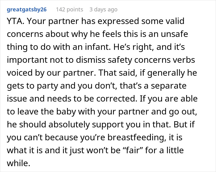 Mom bringing baby to sister&rsquo;s 400-person Halloween party causes partner to worry about noise and safety concerns.