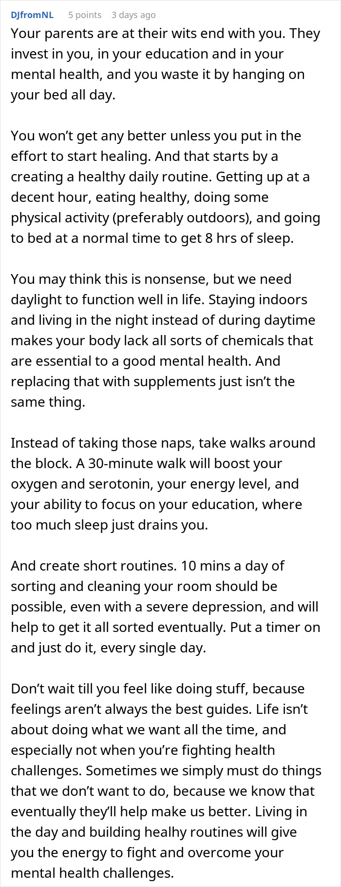 Parents try to cure daughter’s depression by removing mattress and calling her lazy for sleeping in bed all day. Parents try to cure daughter’s depression by removing mattress and calling her lazy for sleeping in bed all day.