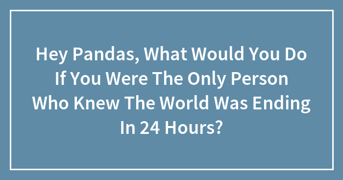 Hey Pandas, What Would You Do If You Were The Only Person Who Knew The World Was Ending In 24 Hours? (Closed)