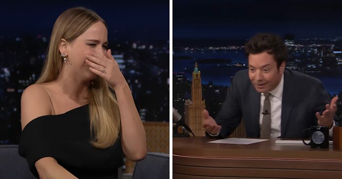 Jennifer Lawrence Leaves Jimmy Fallon Awkwardly Laughing After Emotional And ‘Chaotic’ Interview