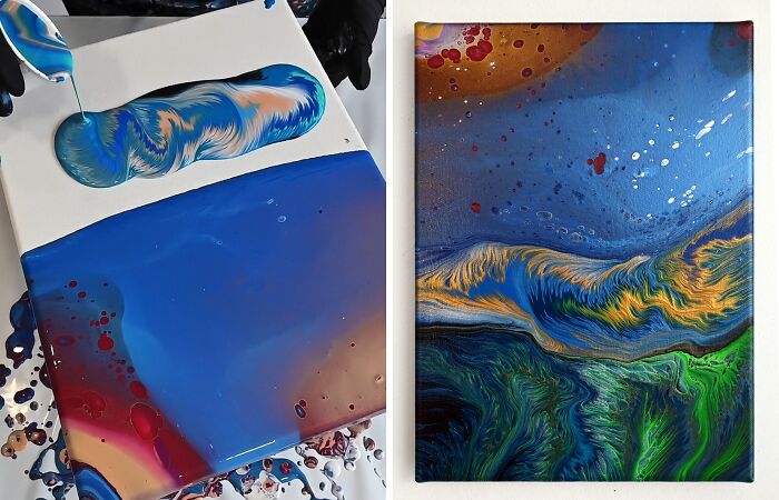 Combine Two Basic Acrylic Pouring Techniques To Create A Beautiful Abstract Landscape