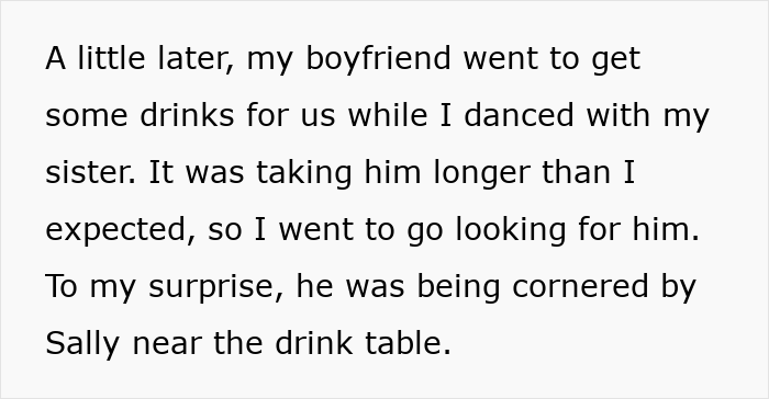 Text excerpt showing a polyamorous woman making a pass at a taken guy, causing a fuss when his girlfriend confronts her.
