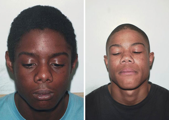 Mugshots of two child criminals who committed disturbing acts, highlighting shocking cases of juvenile offenders now free.