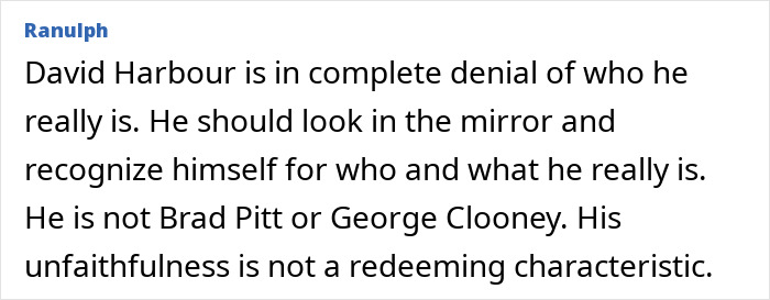 Text excerpt from an online article discussing David Harbour&rsquo;s personal life and his feelings about a Stranger Things co-star amid his split from Lily Allen.