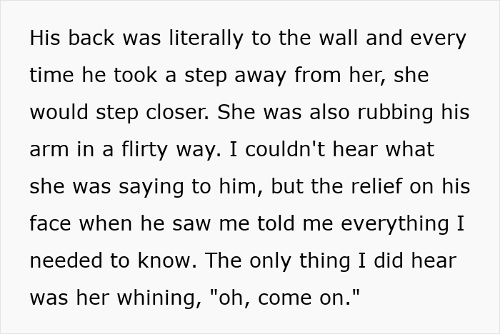 Polyamorous woman makes a pass at taken guy while his girlfriend confronts her, causing a tense scene.