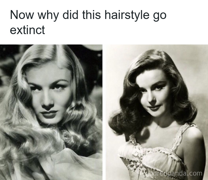Vintage black and white photos of women with classic hairstyles, reflecting makeup fashion and diva life memes.