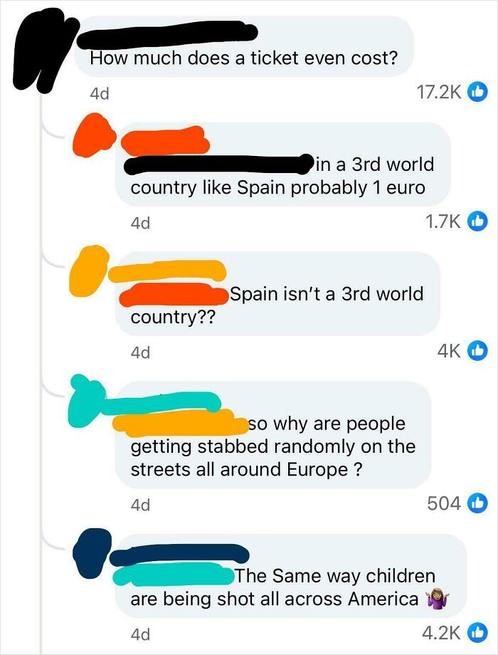 Social media comments showing ignorance and misconceptions, reflecting the dumbest things confidently posted by Americans.