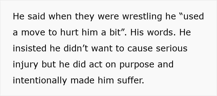 Text excerpt describing a teen&rsquo;s intentional injury during wrestling, revealing the accident was no accident.