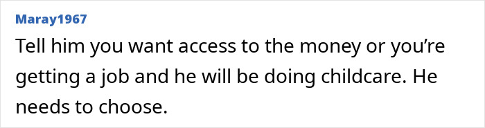 Text advice about asking husband for money when sick, emphasizing setting boundaries and financial access decisions.