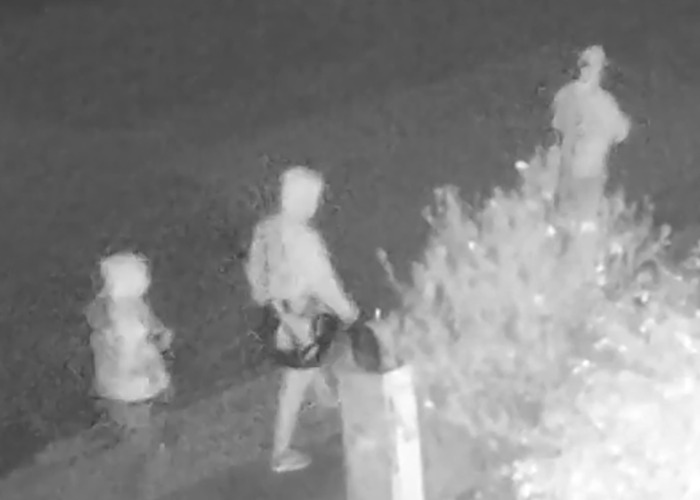 Three figures captured in night vision, related to ex-employees who kidnapped toxic tech CEO story.