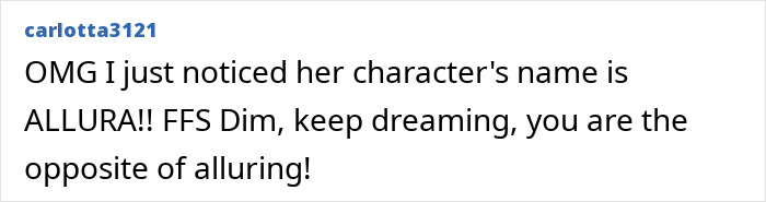 Text comment on social media about a character named Allura, related to the painful All's Fair premiere with Kim Kardashian.