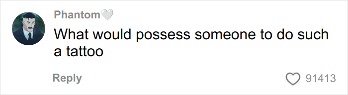 Comment on social media discussing a prominent face tattoo and its impact on mental health advocacy.