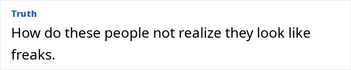 Screenshot of a social media comment criticizing people's appearance, related to fake plastic surgeon case and botched silicone injections.