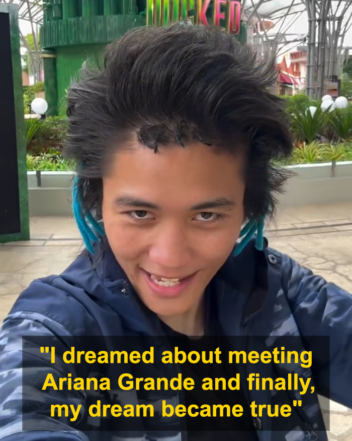 Young fan who attacked Ariana Grande at premiere outs himself online, facing swift backlash from social media users.