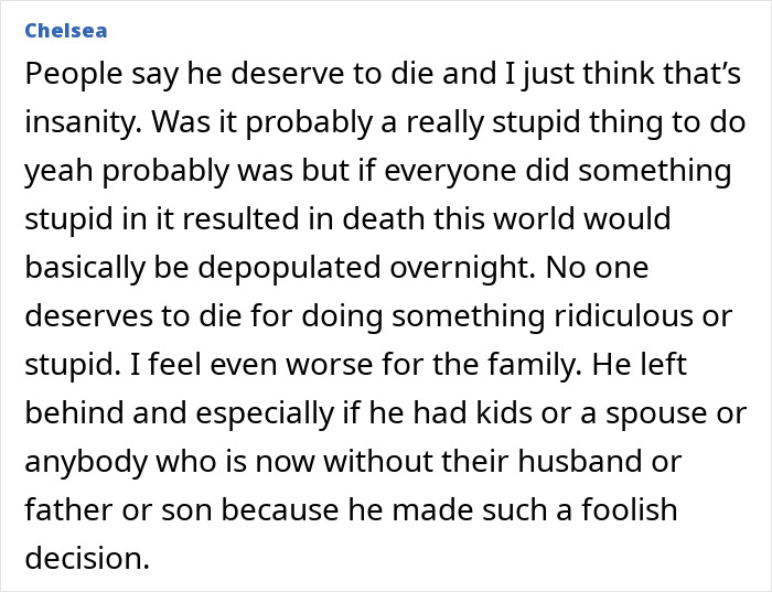 Comment from Chelsea discussing public reactions and sympathy towards the fitness coach who passed away after a mayo binge-eating challenge.