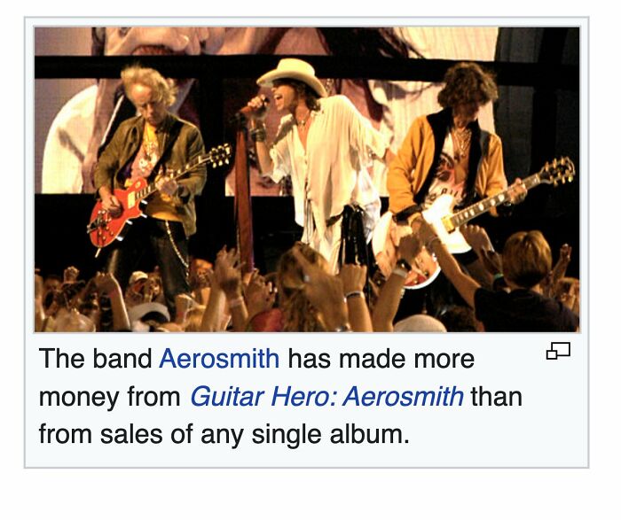 Live rock performance with Aerosmith on stage, a funny Wikipedia gem shared by people finding hidden humor.