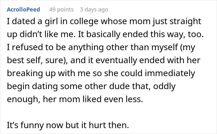 Text post sharing a story about a mom interfering and destroying her daughter&rsquo;s happy relationship after sending her on a date.