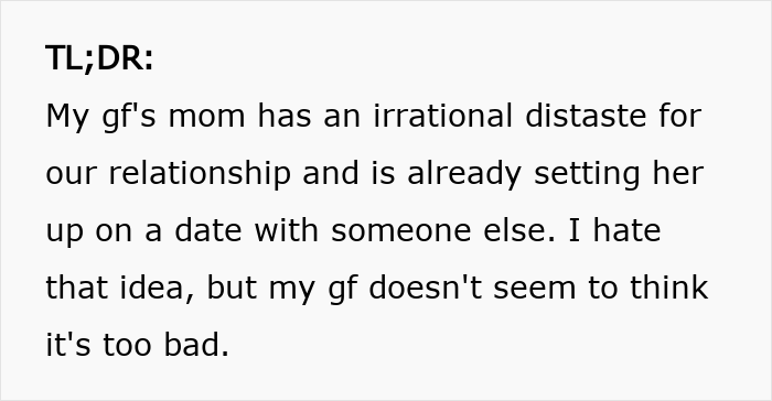 Text explaining a mom&rsquo;s interference in her daughter&rsquo;s happy relationship by arranging a date, causing conflict.