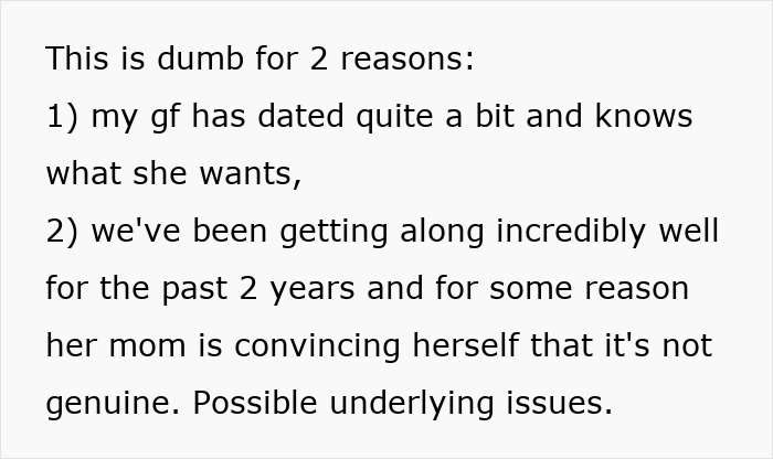 Text expressing frustration over mom destroying daughter's happy relationship despite them getting along well for 2 years.