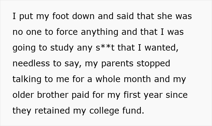 Alt text: Woman refuses to give up amazing career opportunity due to parents favoring spoiled golden-child sister.