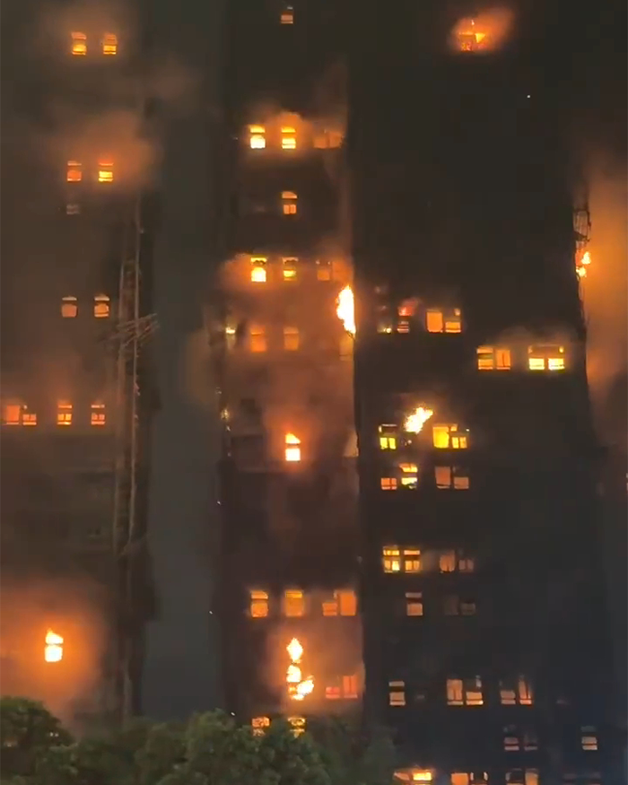 Horrifying Scene Caught On Video As Massive Fire Rips Through Hong Kong High-Rise