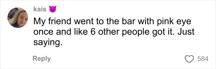 Screenshot of a social media comment criticizing an influencer for partying while contagious, highlighting selfish behavior. Screenshot of a social media comment criticizing an influencer for partying while contagious, highlighting selfish behavior.